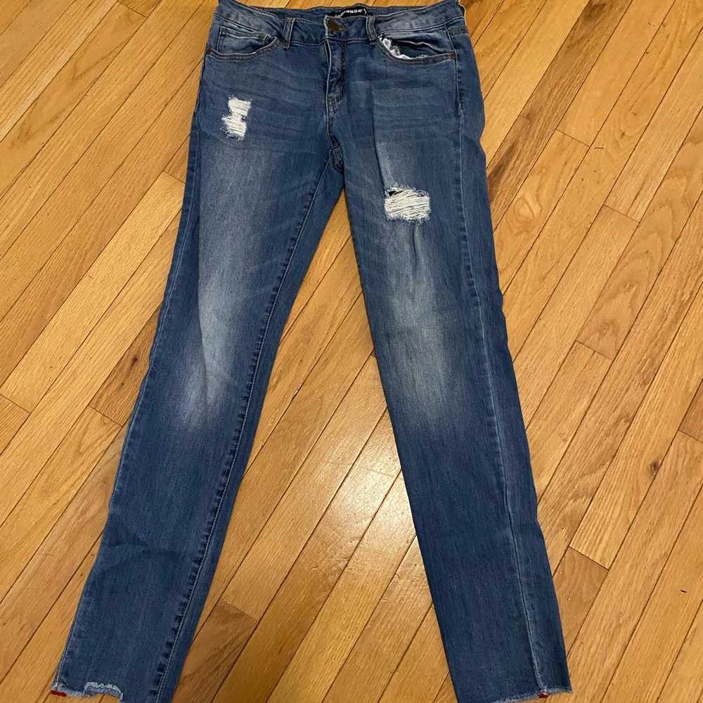 Dollhouse Blue Distressed Skinny Jeans